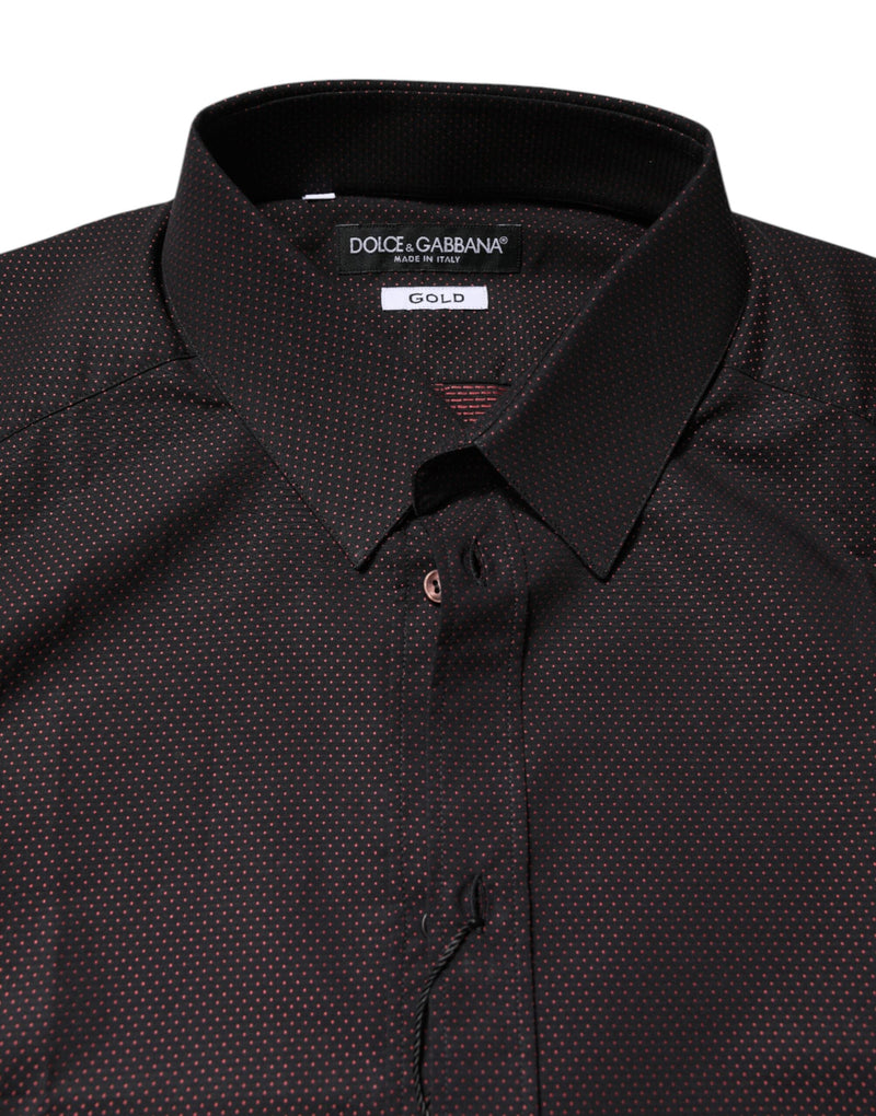 Maroon Jacquard Cotton GOLD Men Dress Shirt Dolce & Gabbana