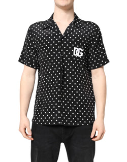 Black Polka Dot Short Sleeves Casual Shirt Dolce & Gabbana