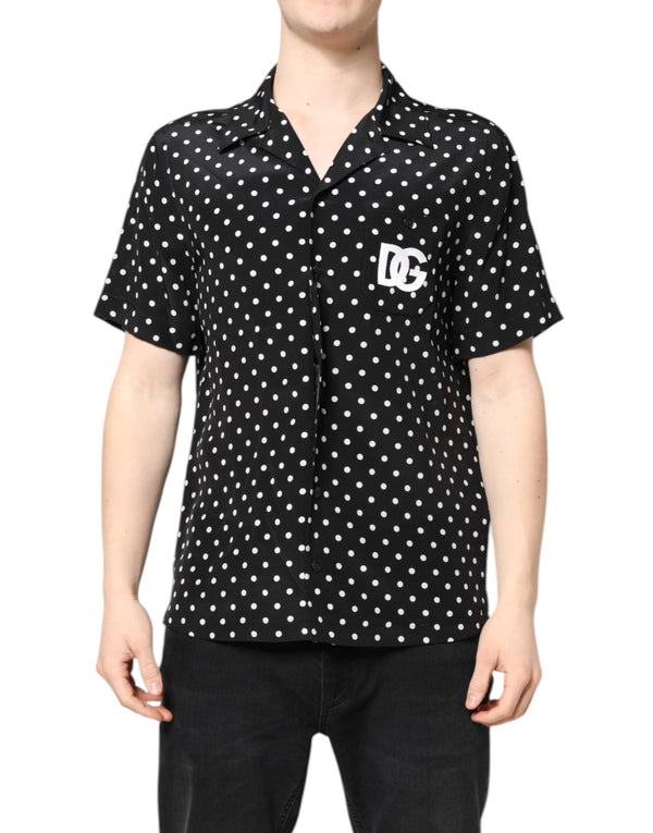 Black Polka Dot Short Sleeves Casual Shirt Dolce & Gabbana