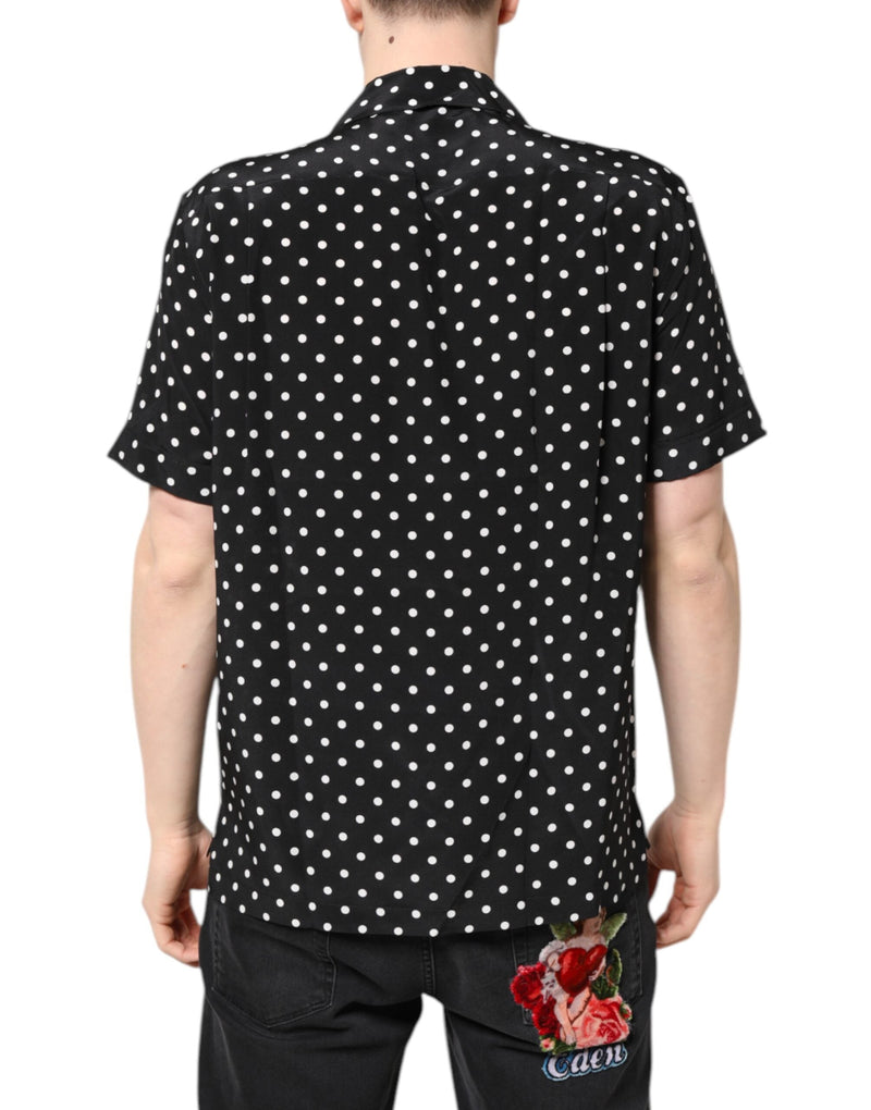 Black Polka Dot Short Sleeves Casual Shirt Dolce & Gabbana