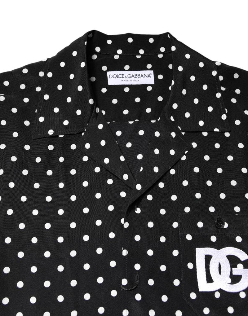 Black Polka Dot Short Sleeves Casual Shirt Dolce & Gabbana
