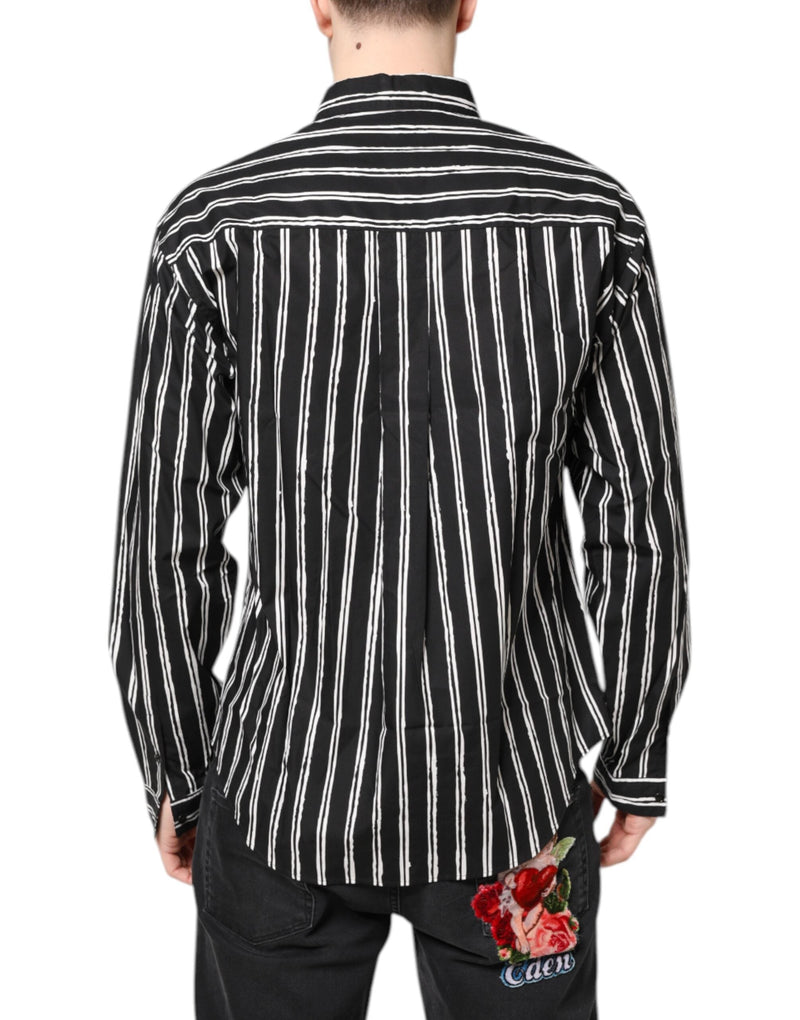 Black White Striped Cotton Dress Shirt Dolce & Gabbana