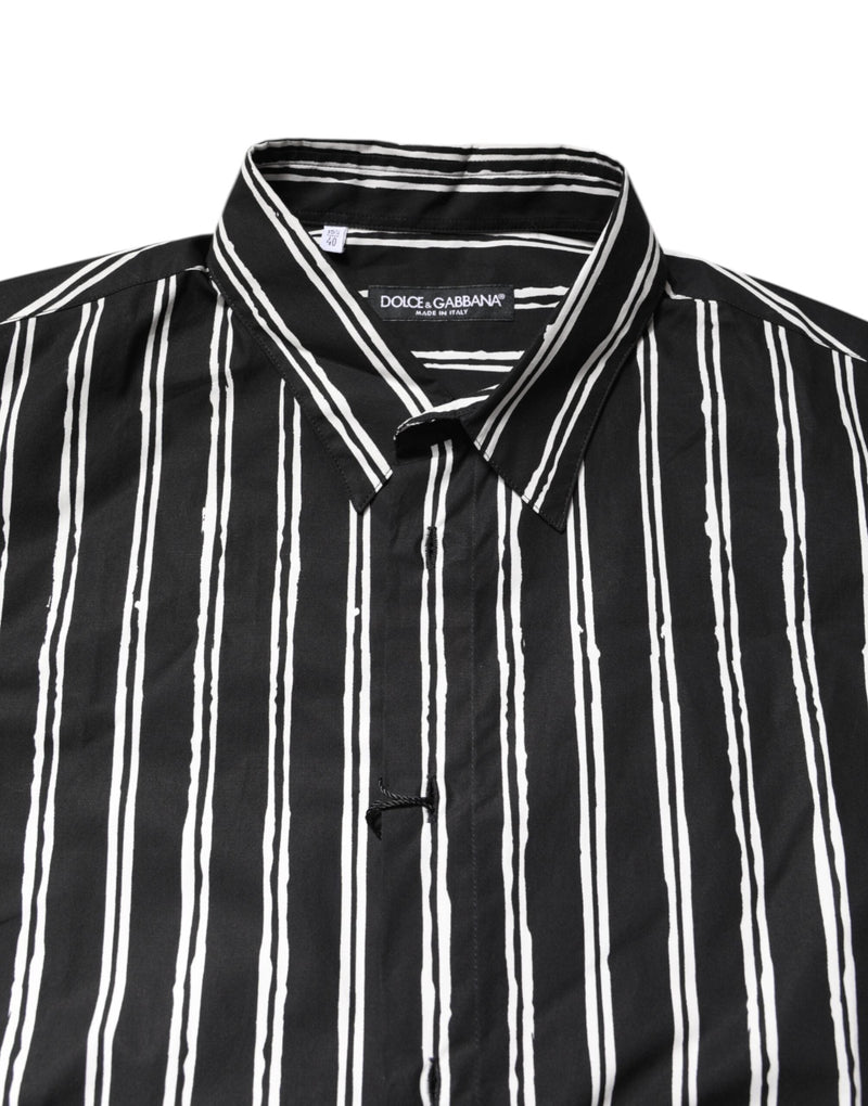 Black White Striped Cotton Dress Shirt Dolce & Gabbana