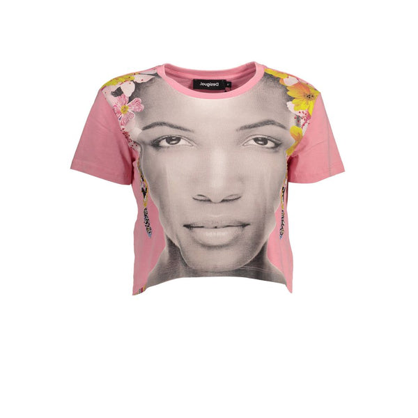 Pink Cotton Women Top Desigual