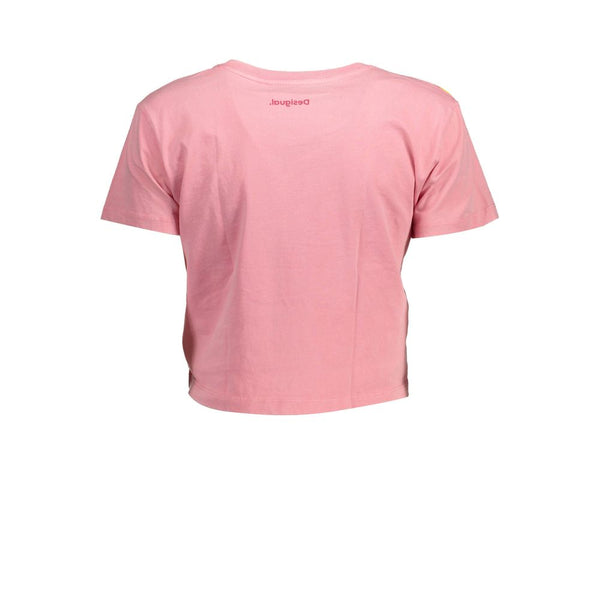 Pink Cotton Women Top Desigual