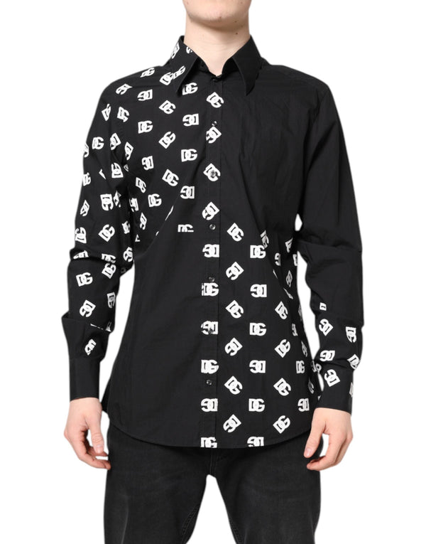 Black DG Logo Cotton MARTINI Dress Shirt Dolce & Gabbana