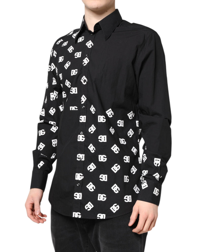 Black DG Logo Cotton MARTINI Dress Shirt Dolce & Gabbana