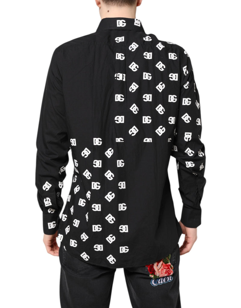 Black DG Logo Cotton MARTINI Dress Shirt Dolce & Gabbana
