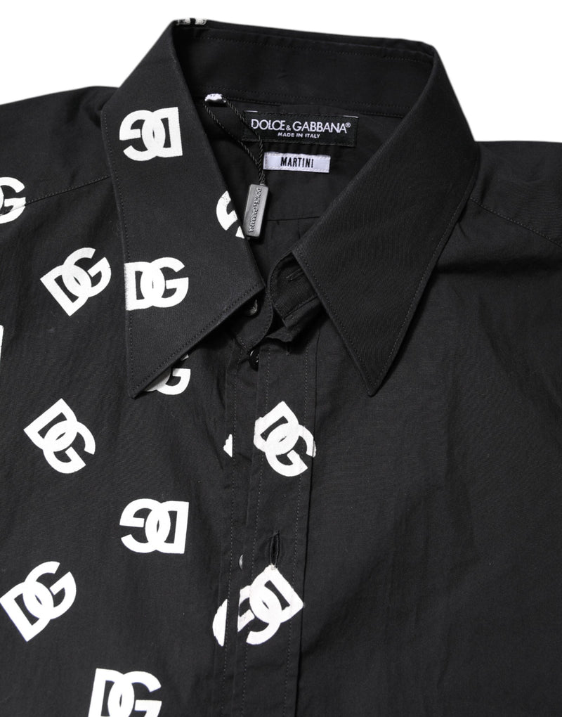 Black DG Logo Cotton MARTINI Dress Shirt Dolce & Gabbana