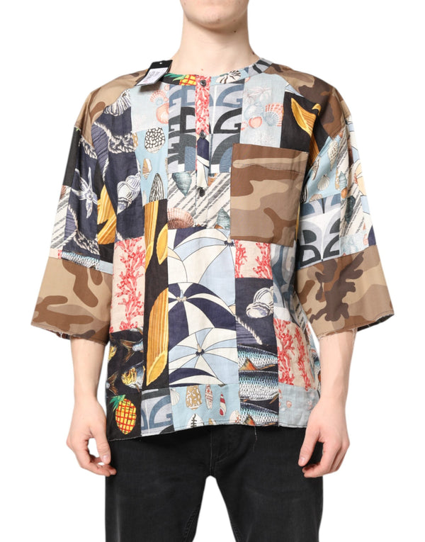 Multicolor Patchwork Short Sleeves Shirt Dolce & Gabbana