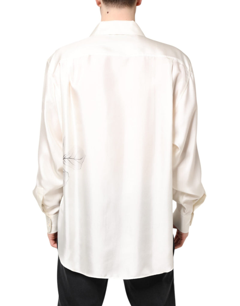 Ivory Silk Long Sleeves Men Casual Shirt Dolce & Gabbana