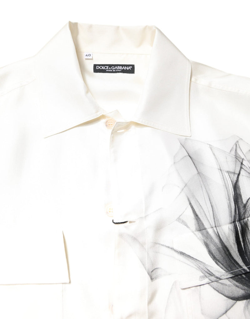 Ivory Silk Long Sleeves Men Casual Shirt Dolce & Gabbana