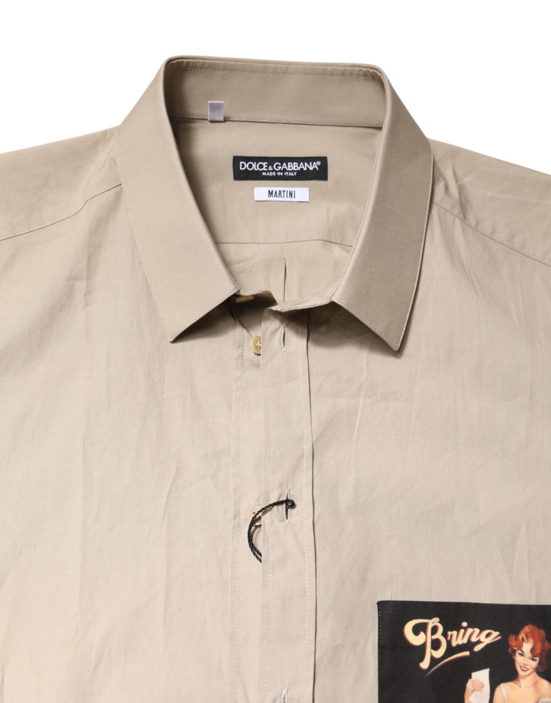 Beige Pin Up Print MARTINI Men Casual Shirt Dolce & Gabbana