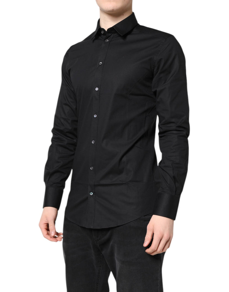 Black GOLD Cotton Long Sleeves Dress Shirt Dolce & Gabbana