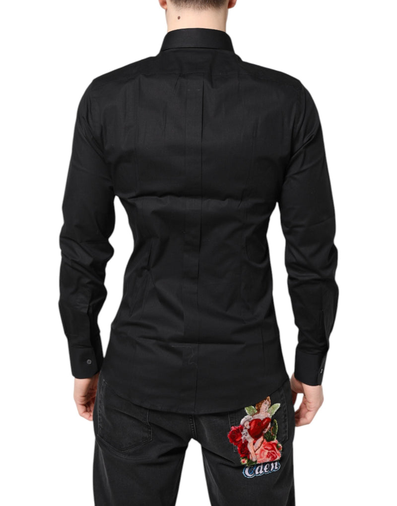 Black GOLD Cotton Long Sleeves Dress Shirt Dolce & Gabbana