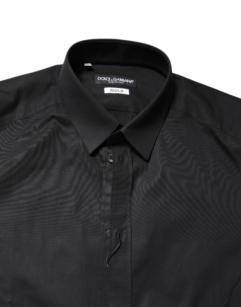 Black GOLD Cotton Long Sleeves Dress Shirt Dolce & Gabbana