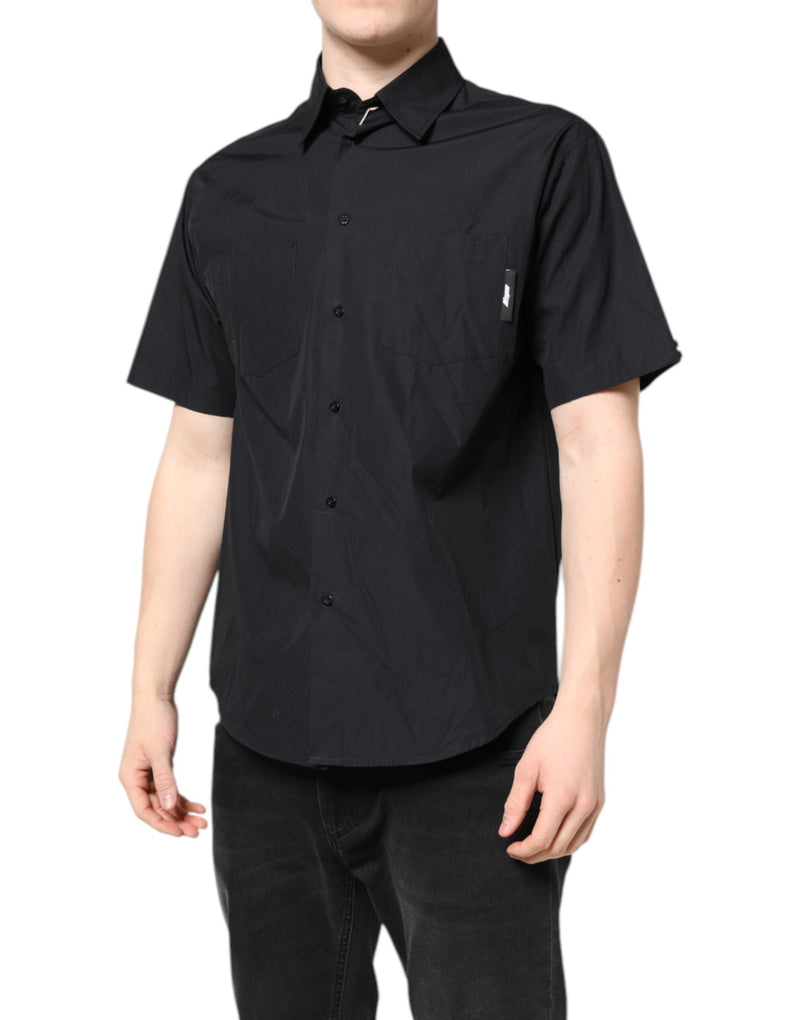 Black Printed Short Sleeves Collared Men Casual Shirt MSGM