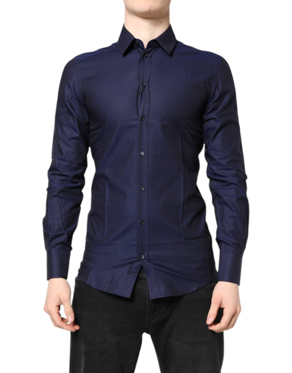 Blue GOLD Cotton Long Sleeves Men Dress Shirt Dolce & Gabbana