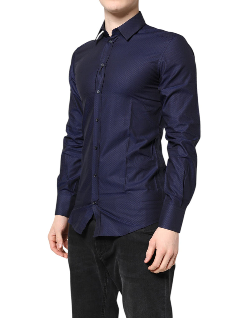 Blue GOLD Cotton Long Sleeves Men Dress Shirt Dolce & Gabbana