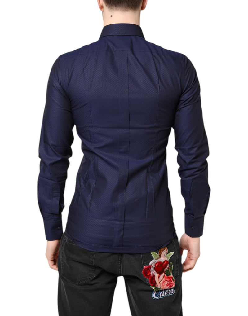 Blue GOLD Cotton Long Sleeves Men Dress Shirt Dolce & Gabbana