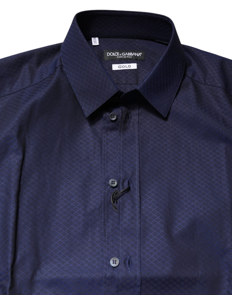 Blue GOLD Cotton Long Sleeves Men Dress Shirt Dolce & Gabbana