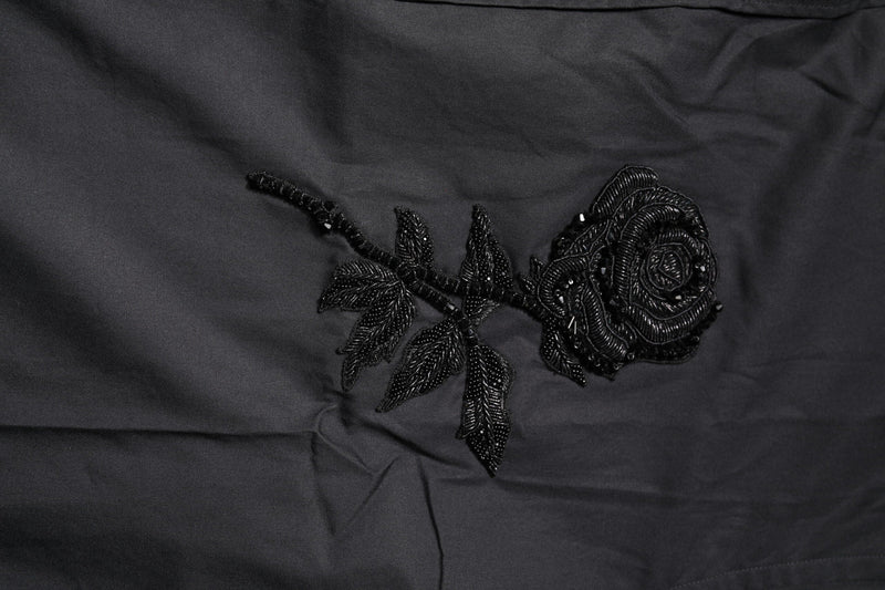 Black Floral Gold Cotton Dress Formal Shirt Dolce & Gabbana
