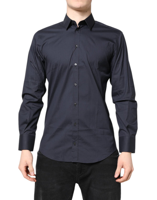 Dark Blue MARTINI Cotton Dress Formal Shirt Dolce & Gabbana