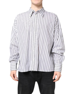 White Black Stripe Button Down Casual Shirt Dolce & Gabbana