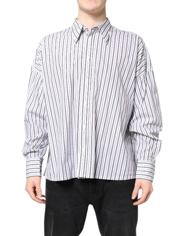 White Black Stripe Button Down Casual Shirt Dolce & Gabbana