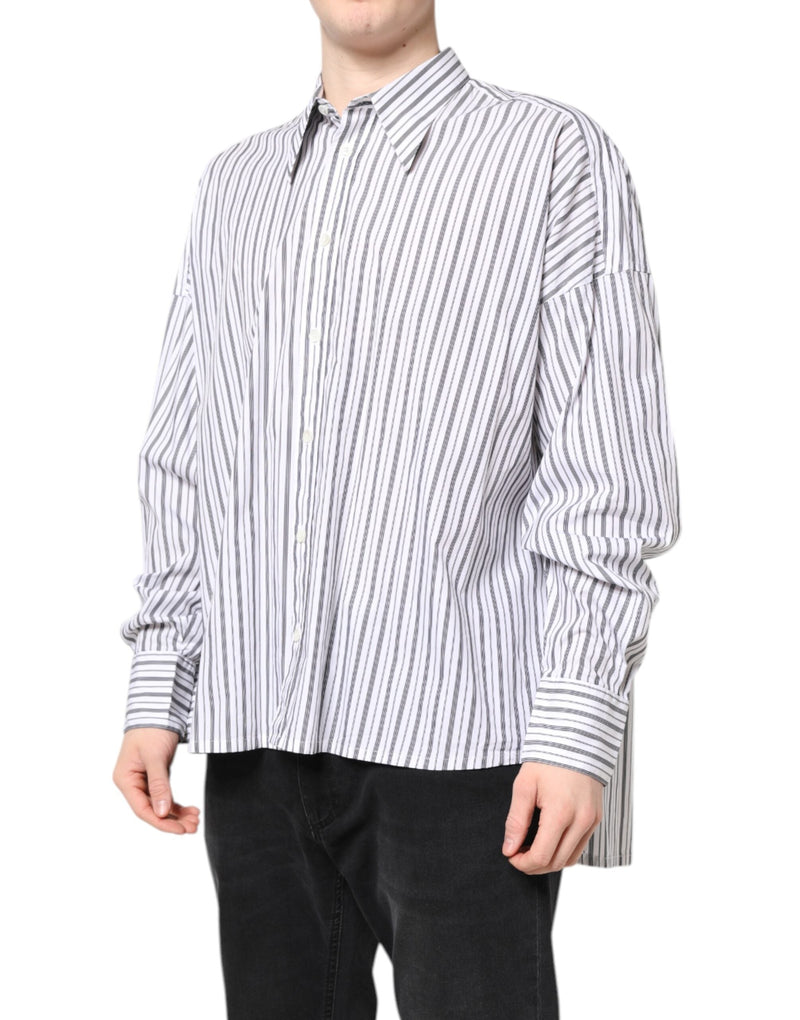White Black Stripe Button Down Casual Shirt Dolce & Gabbana