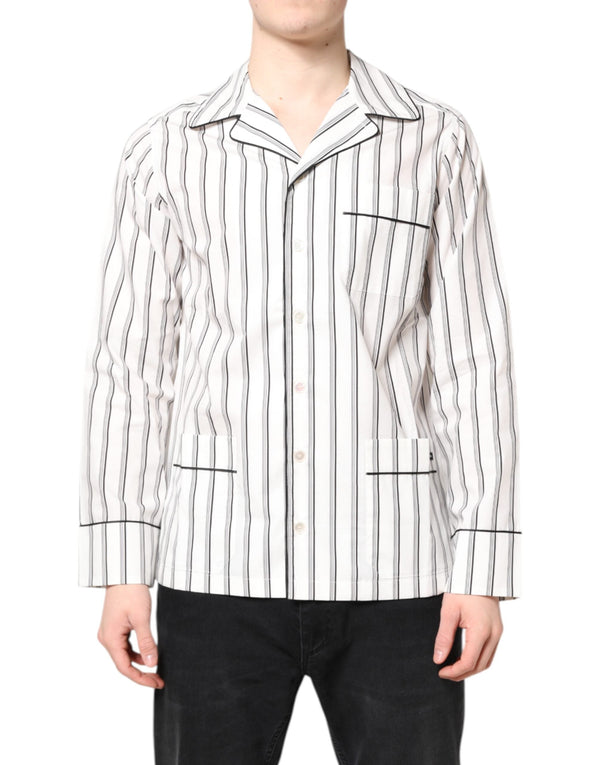 White Stripes Lounge Pajama Sleepwear Shirt Dolce & Gabbana