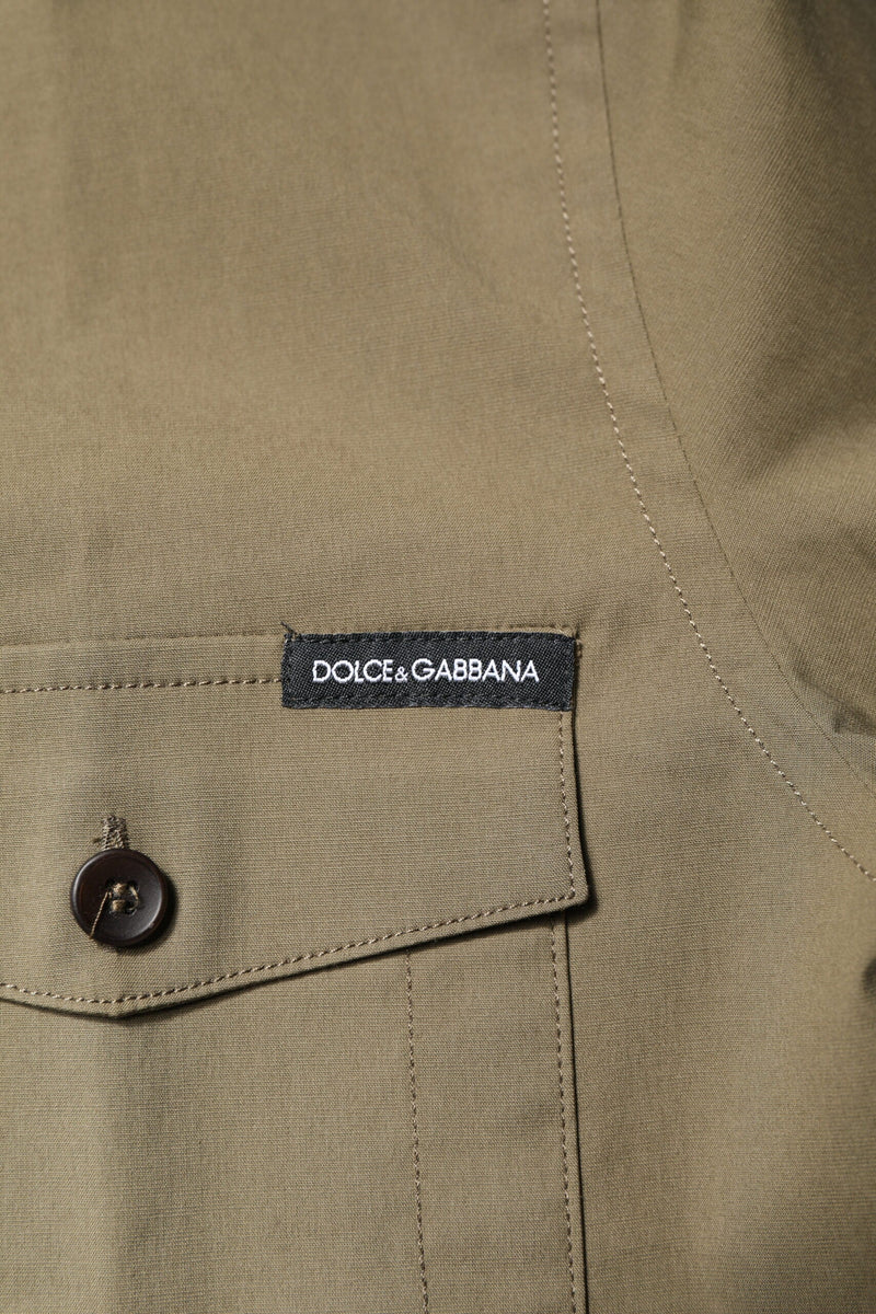 Brown Cotton Stretch Casual Long Sleeves Shirt Dolce & Gabbana