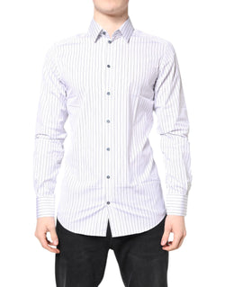White Stripes GOLD Cotton Formal Shirt Dolce & Gabbana