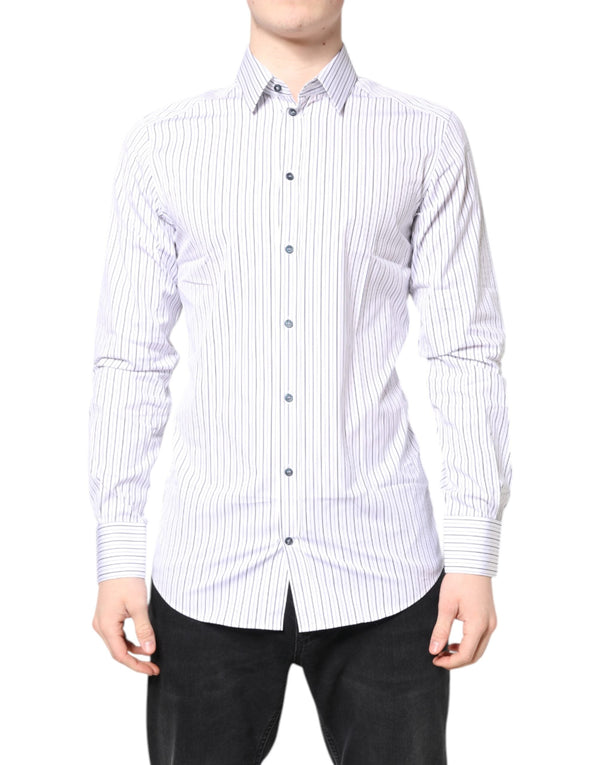 White Stripes GOLD Cotton Formal Shirt Dolce & Gabbana