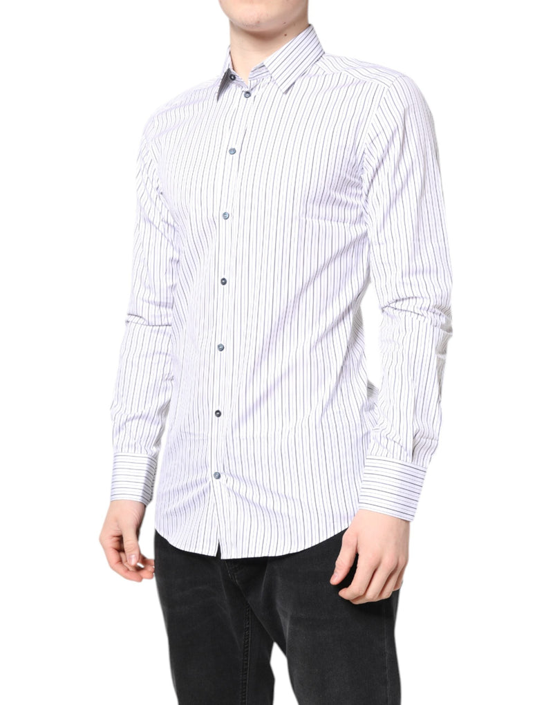 White Stripes GOLD Cotton Formal Shirt Dolce & Gabbana