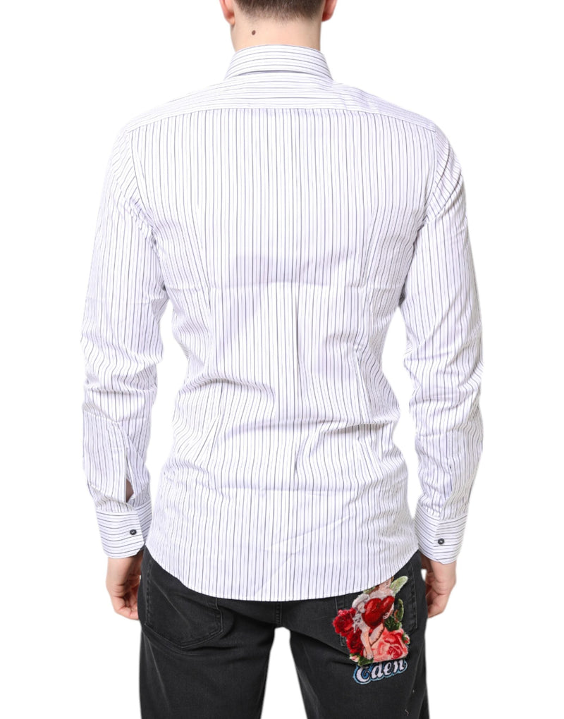 White Stripes GOLD Cotton Formal Shirt Dolce & Gabbana