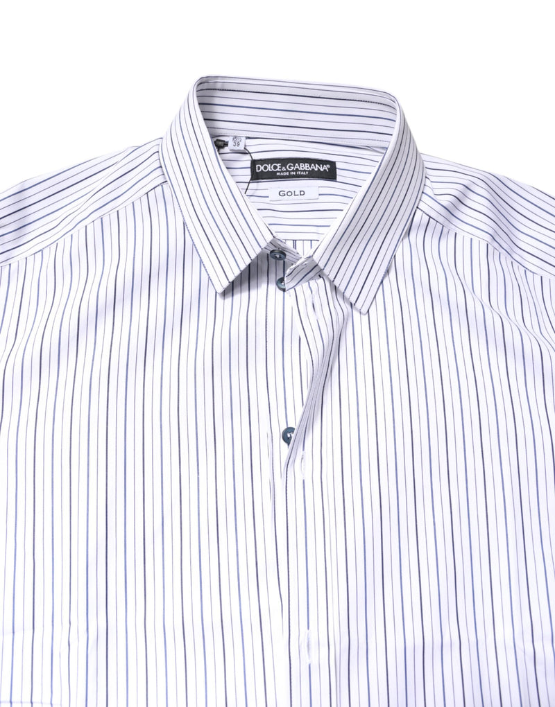 White Stripes GOLD Cotton Formal Shirt Dolce & Gabbana