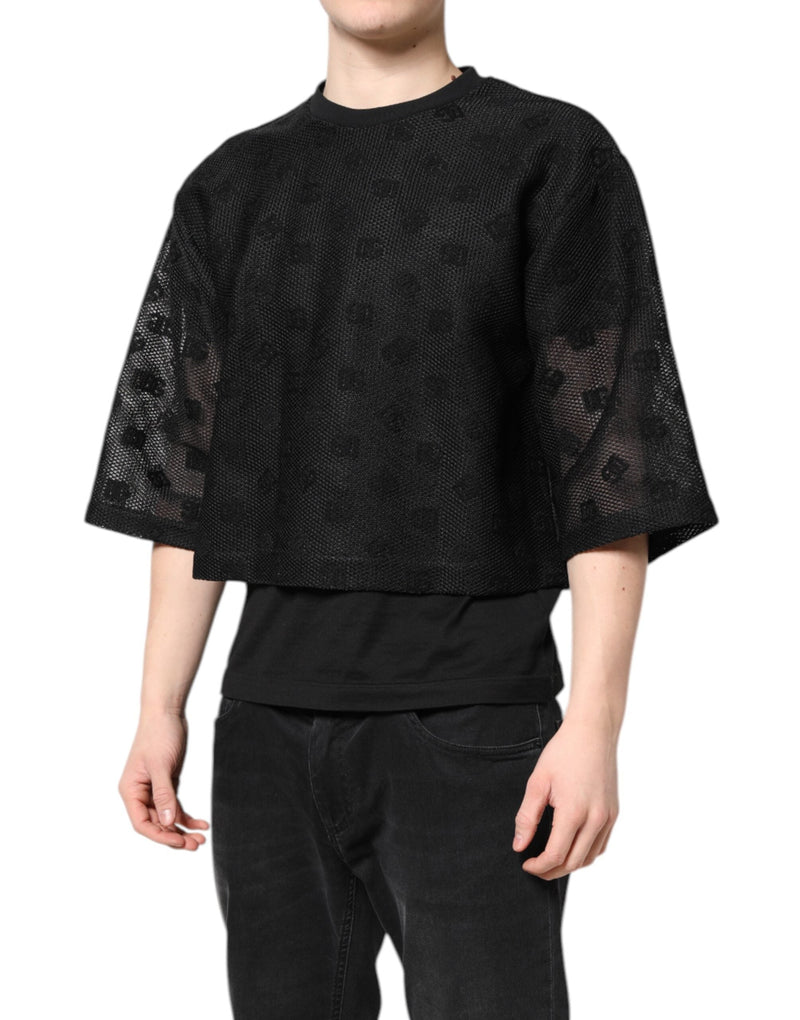 Black See Through Logo Short Sleeves T-shirt Dolce & Gabbana