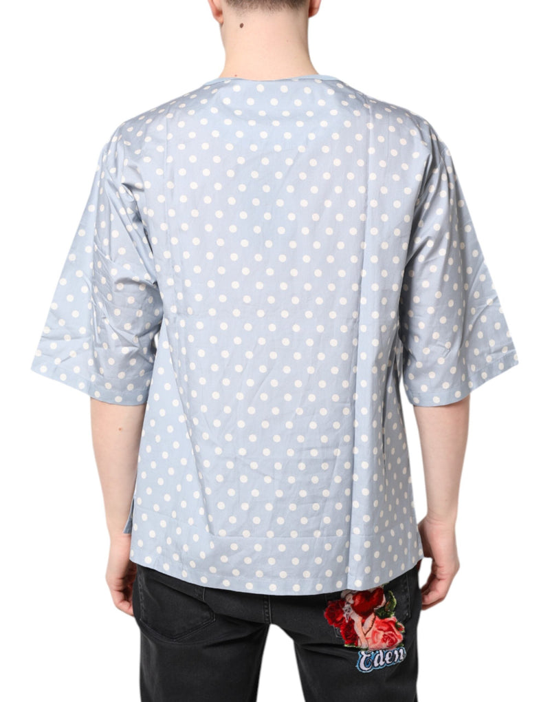 Light Blue Graphic Print Short Sleeve T-shirt Dolce & Gabbana