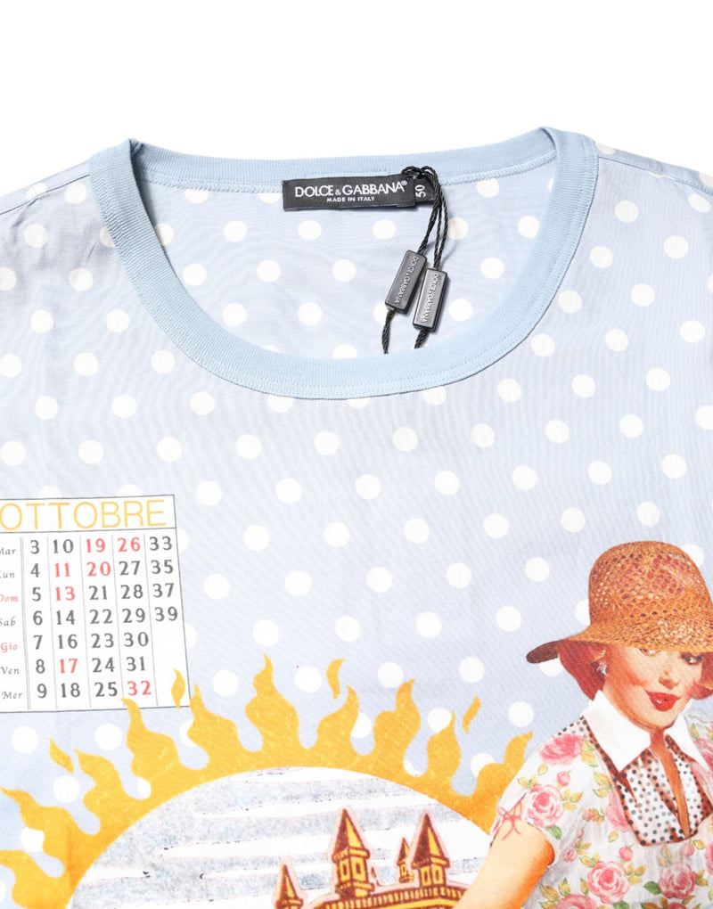 Light Blue Graphic Print Short Sleeve T-shirt Dolce & Gabbana