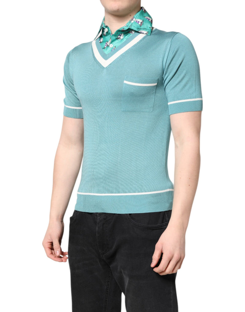 Green Printed Collared Short Sleeve T-shirt Dolce & Gabbana