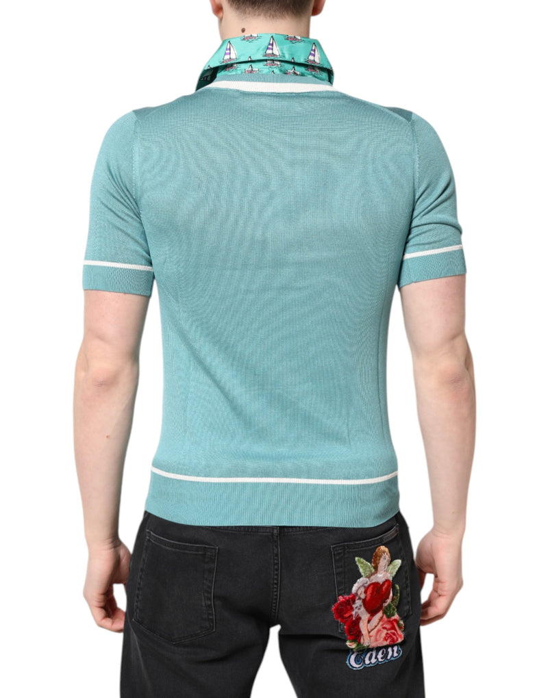Green Printed Collared Short Sleeve T-shirt Dolce & Gabbana