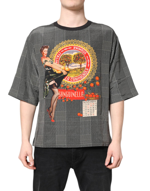 Black White Graphic Print Short Sleeve T-shirt Dolce & Gabbana