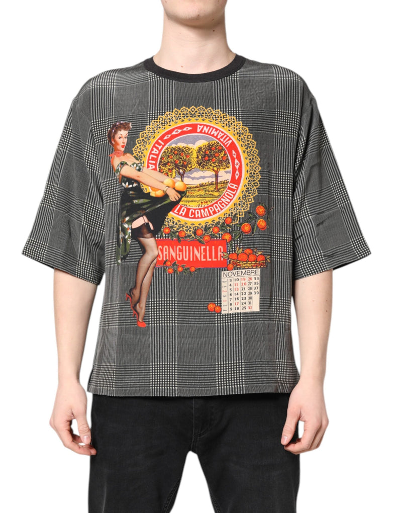 Black White Graphic Print Short Sleeve T-shirt Dolce & Gabbana
