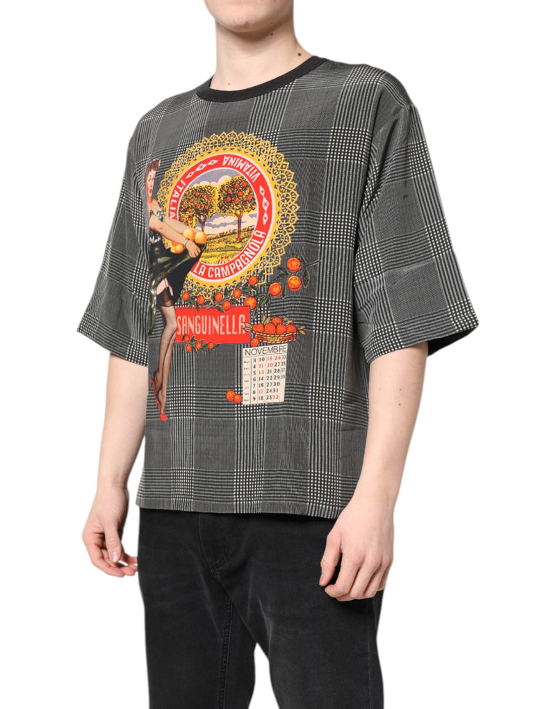 Black White Graphic Print Short Sleeve T-shirt Dolce & Gabbana
