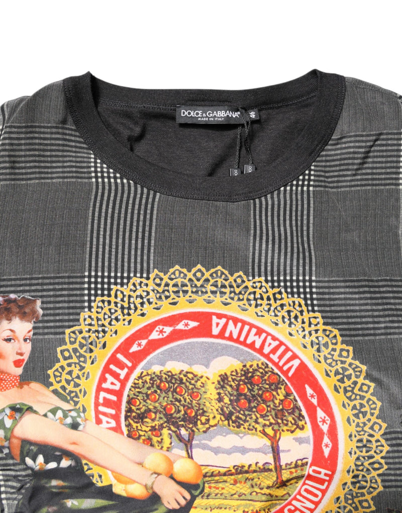 Black White Graphic Print Short Sleeve T-shirt Dolce & Gabbana