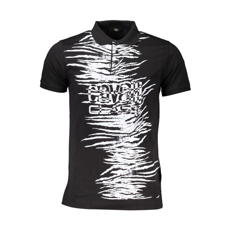 Black Cotton Men Polo Shirt Cavalli Class