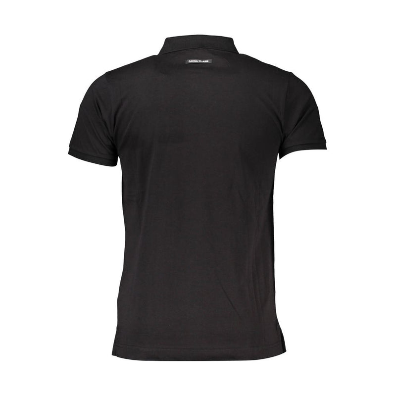 Black Cotton Men Polo Shirt Cavalli Class