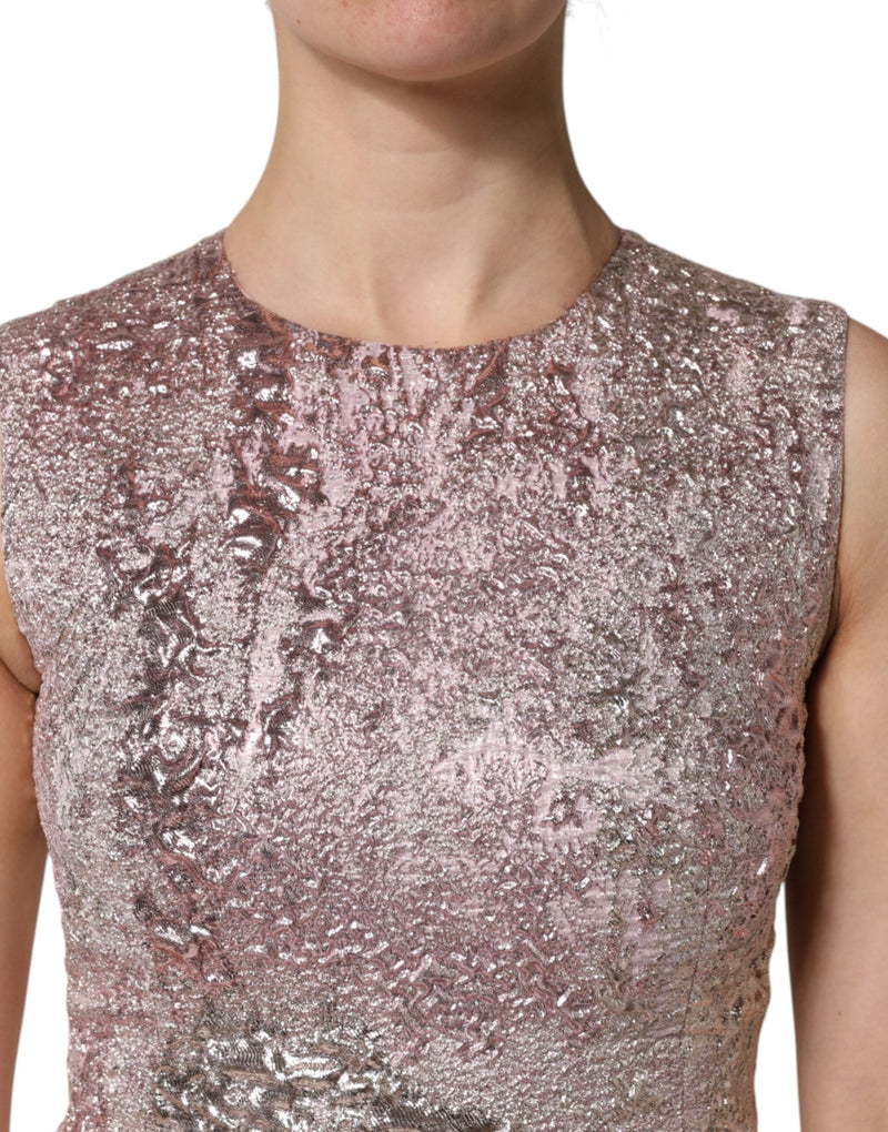 Pink Jacquard Sleeveless Sheath Mini Dress Dolce & Gabbana