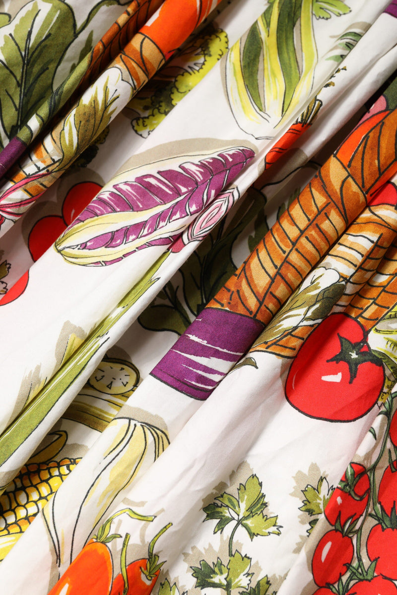 White Vegetables Sleeveless A-line Midi Dress Dolce & Gabbana